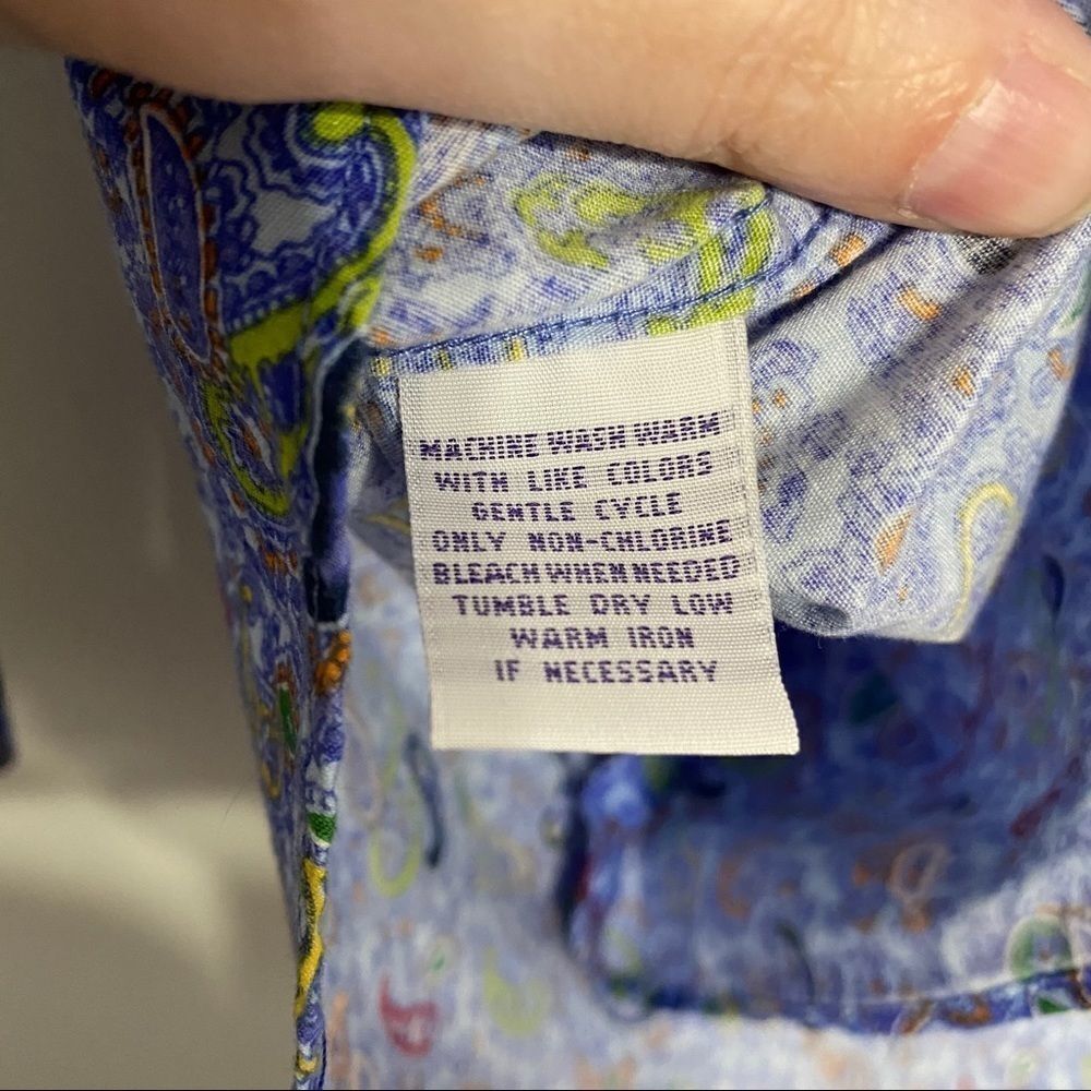 Alan Flusser Blue Paisley Button Up‎ - Picture 7 of 9